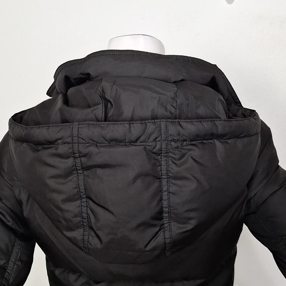 J. Crew Women's Black Down Feather Hooded Gorpcore Outdoor Puffer Jacket Size XS